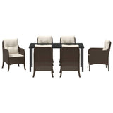 Garden Dining Set 7 pcs Brown Poly Rattan