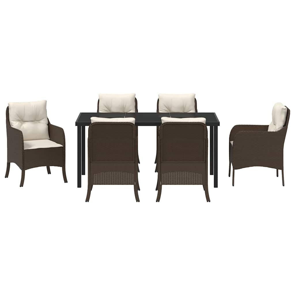 Garden Dining Set 7 pcs Brown Poly Rattan