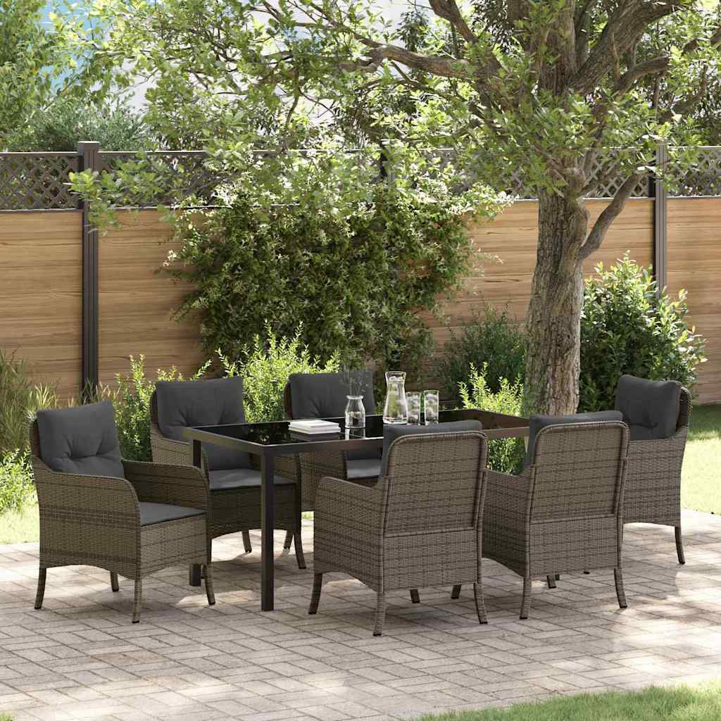 Garden Dining Set 7 pcs Grey Poly Rattan
