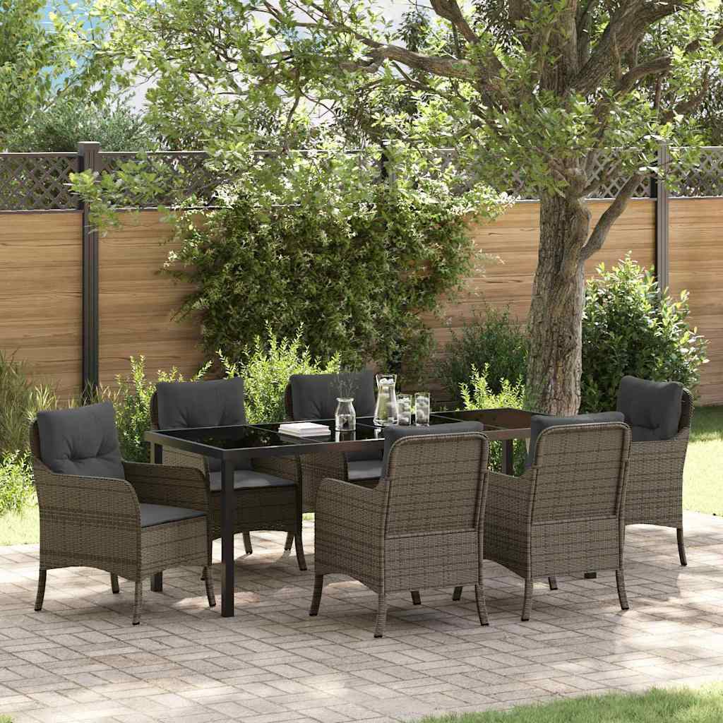 Garden Dining Set 7 pcs Grey Poly Rattan