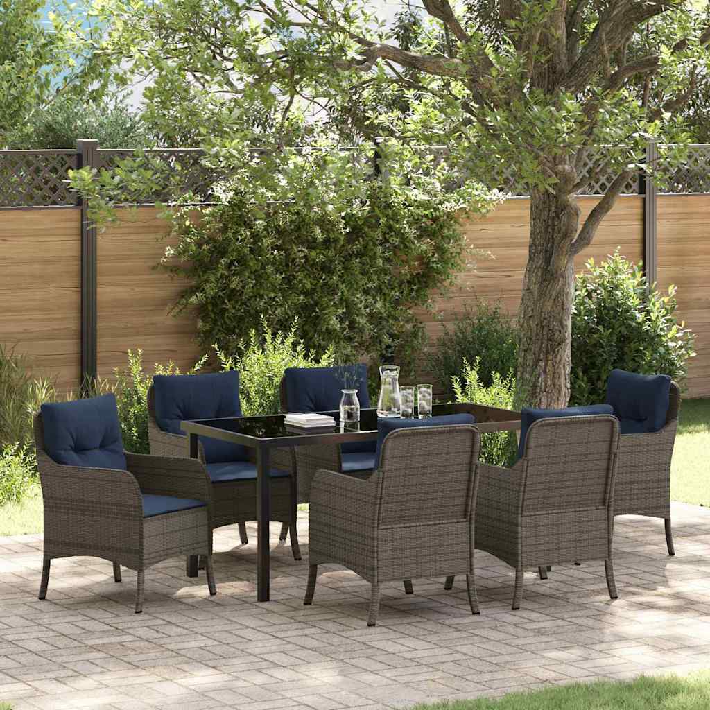 Garden Dining Set 7 pcs Grey Poly Rattan
