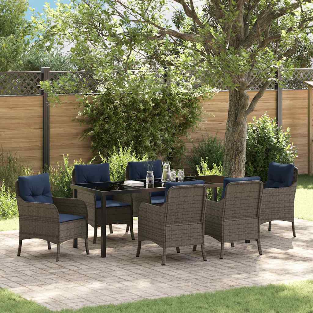 Garden Dining Set 7 pcs Grey Poly Rattan