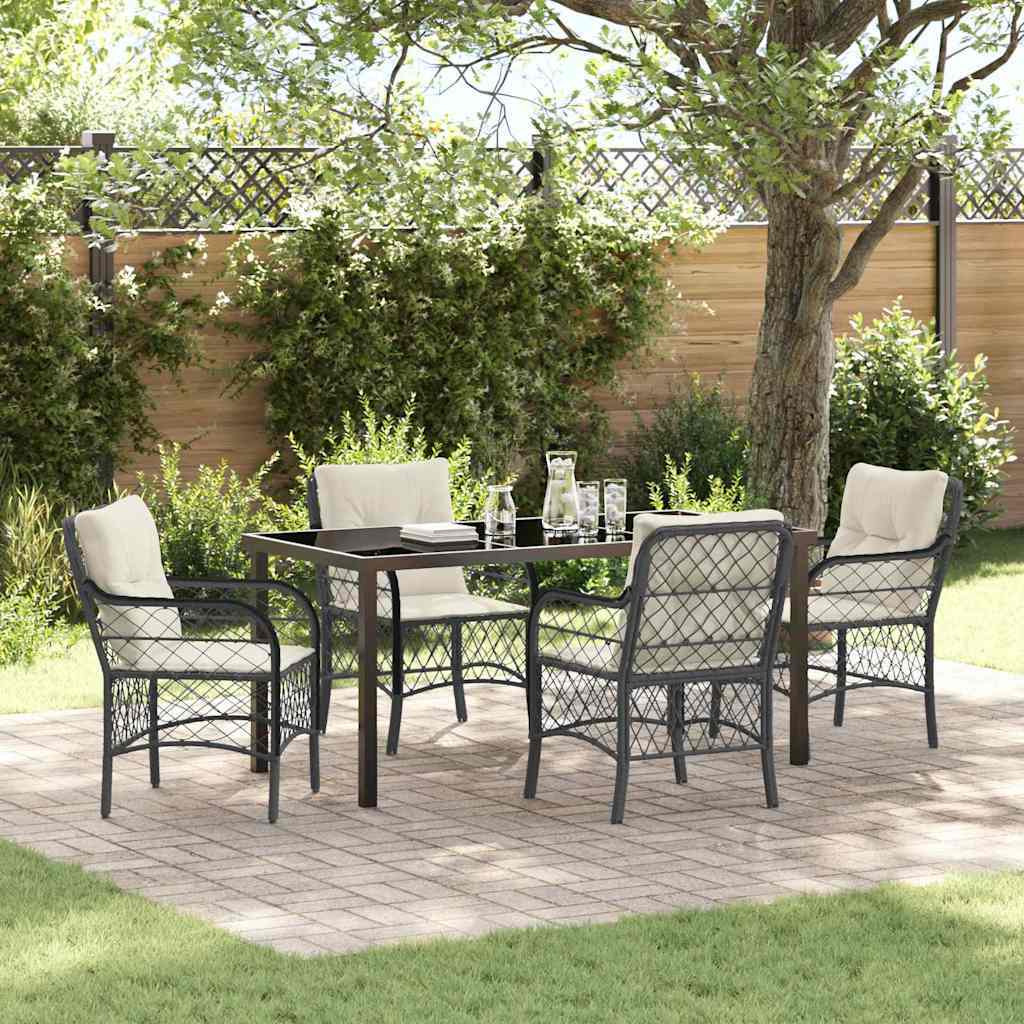 Garden Dining Set 5 pcs Black Poly Rattan