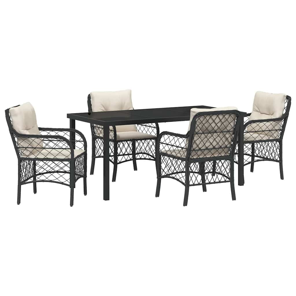 Garden Dining Set 5 pcs Black Poly Rattan
