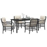 Garden Dining Set 5 pcs Black Poly Rattan