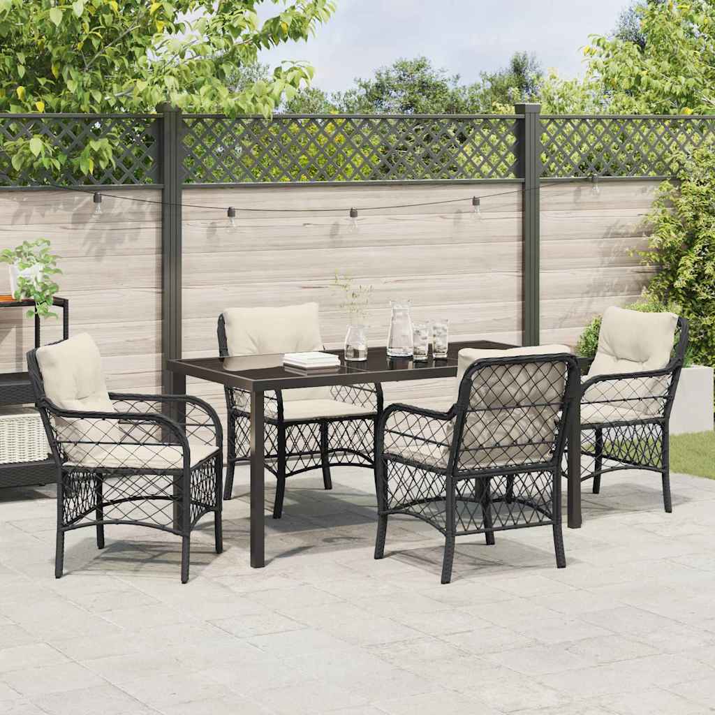 Garden Dining Set 5 pcs Black Poly Rattan
