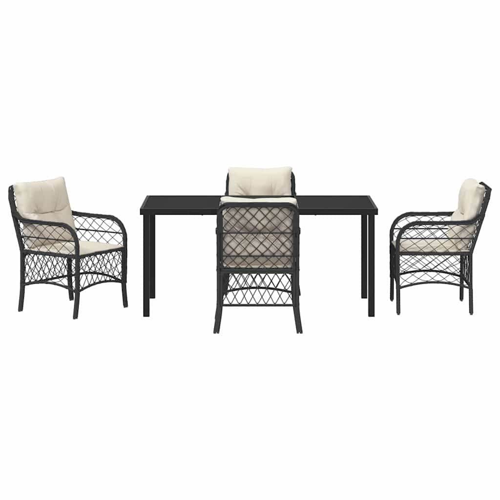 Garden Dining Set 5 pcs Black Poly Rattan