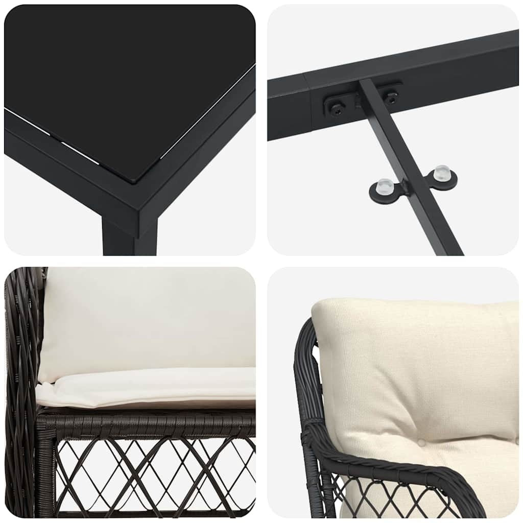 Garden Dining Set 5 pcs Black Poly Rattan