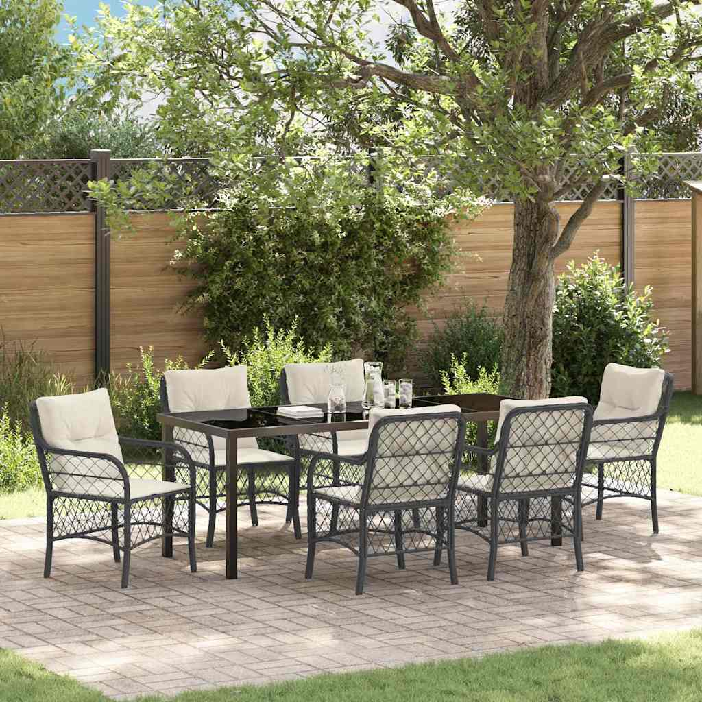 Garden Dining Set 7 pcs Black Poly Rattan