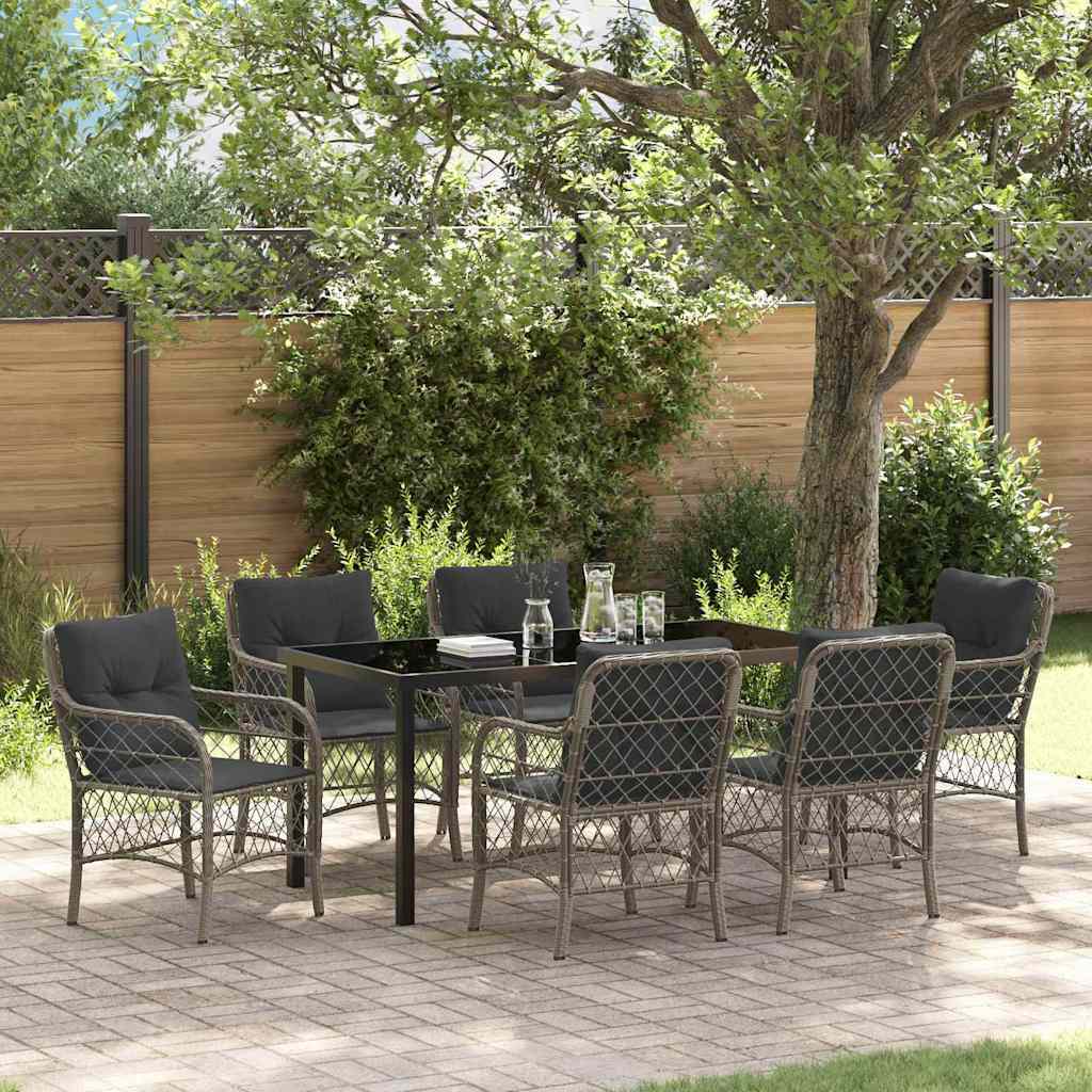 Garden Dining Set 7 pcs Grey Poly Rattan