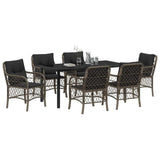 Garden Dining Set 7 pcs Grey Poly Rattan