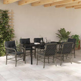 Garden Dining Set 7 pcs Grey Poly Rattan