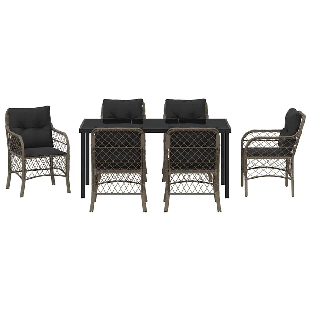 Garden Dining Set 7 pcs Grey Poly Rattan