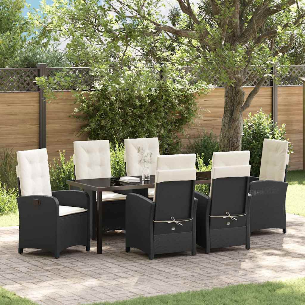 Garden Dining Set 7 pcs Black Poly Rattan