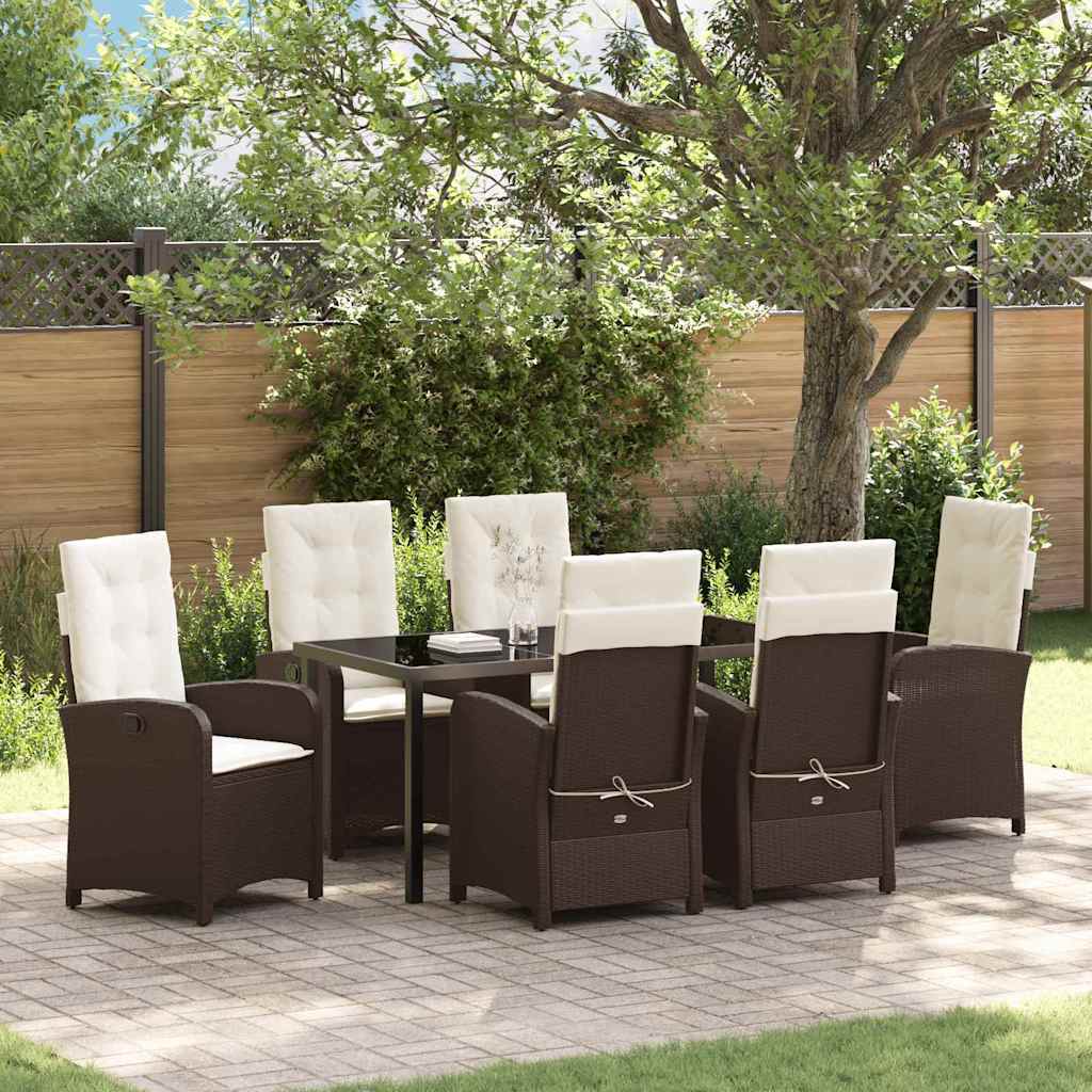 Garden Dining Set 7 pcs Brown Poly Rattan