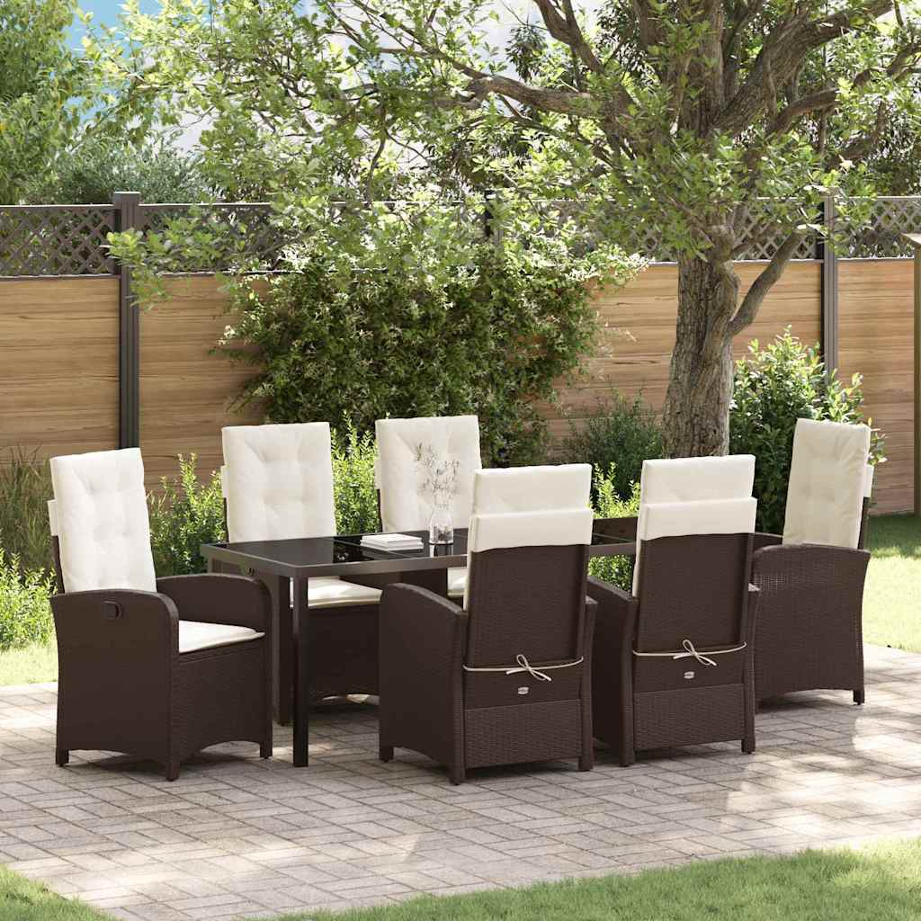 Garden Dining Set 7 pcs Brown Poly Rattan