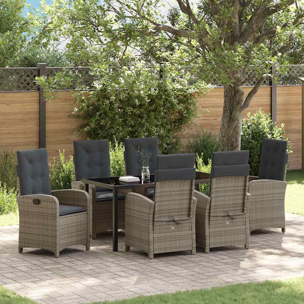 Garden Dining Set 7 pcs Grey Poly Rattan