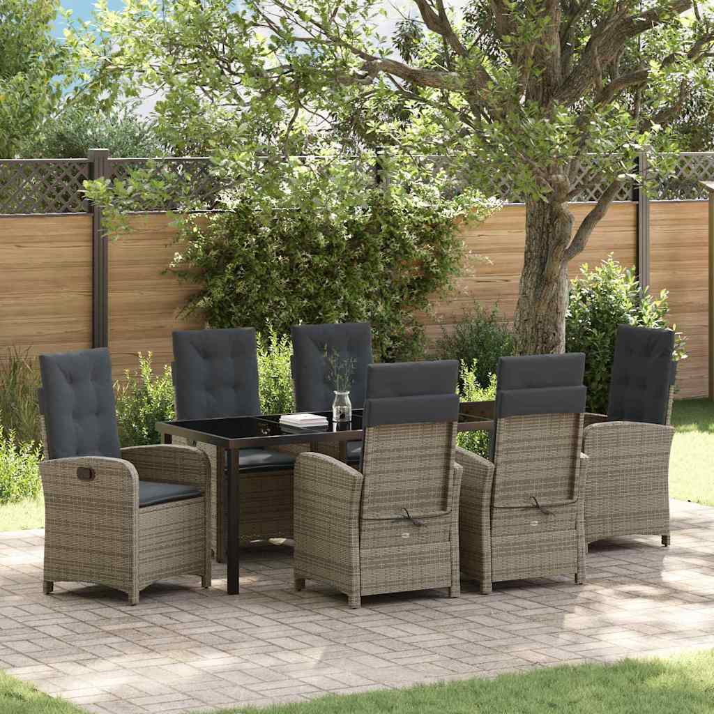 Garden Dining Set 7 pcs Grey Poly Rattan