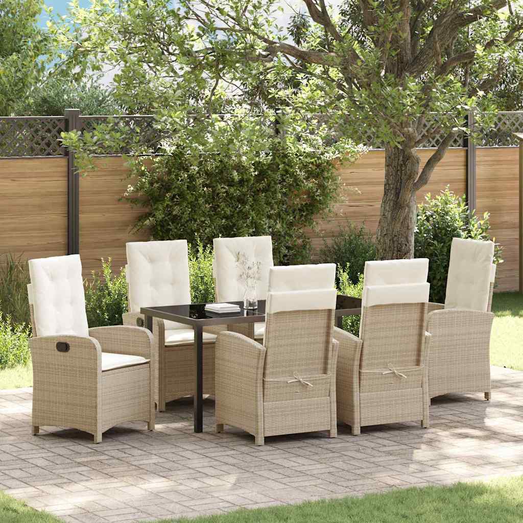 Garden Dining Set 7 pcs Beige Poly Rattan