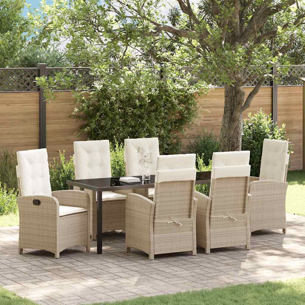 Garden Dining Set 7 pcs Beige Poly Rattan