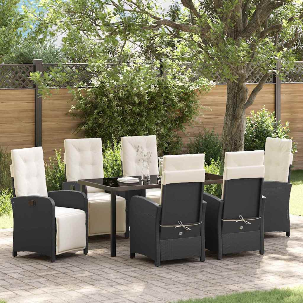 Garden Dining Set 7 pcs Black Poly Rattan