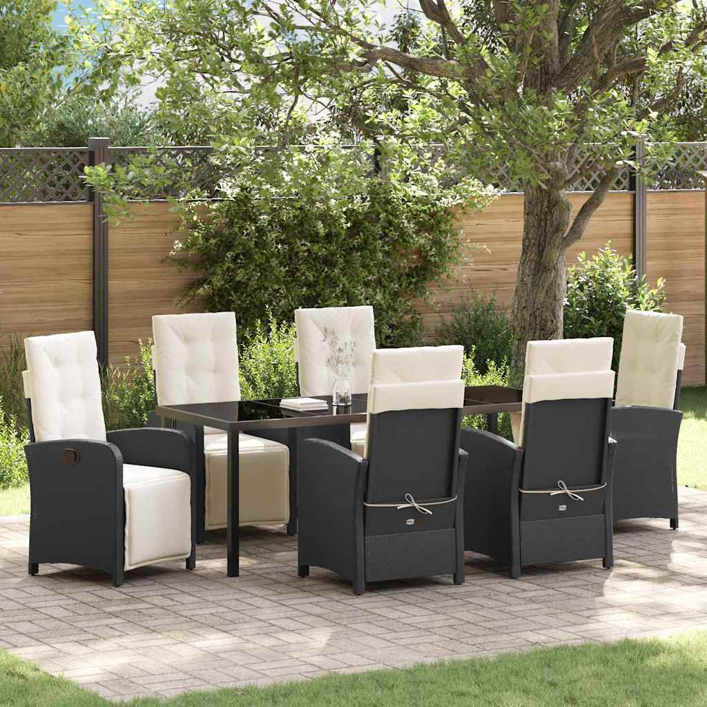 Garden Dining Set 7 pcs Black Poly Rattan