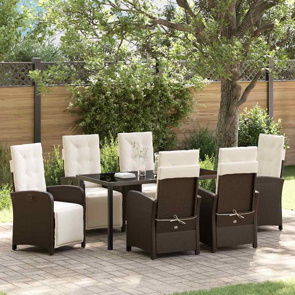 Garden Dining Set 7 pcs Brown Poly Rattan