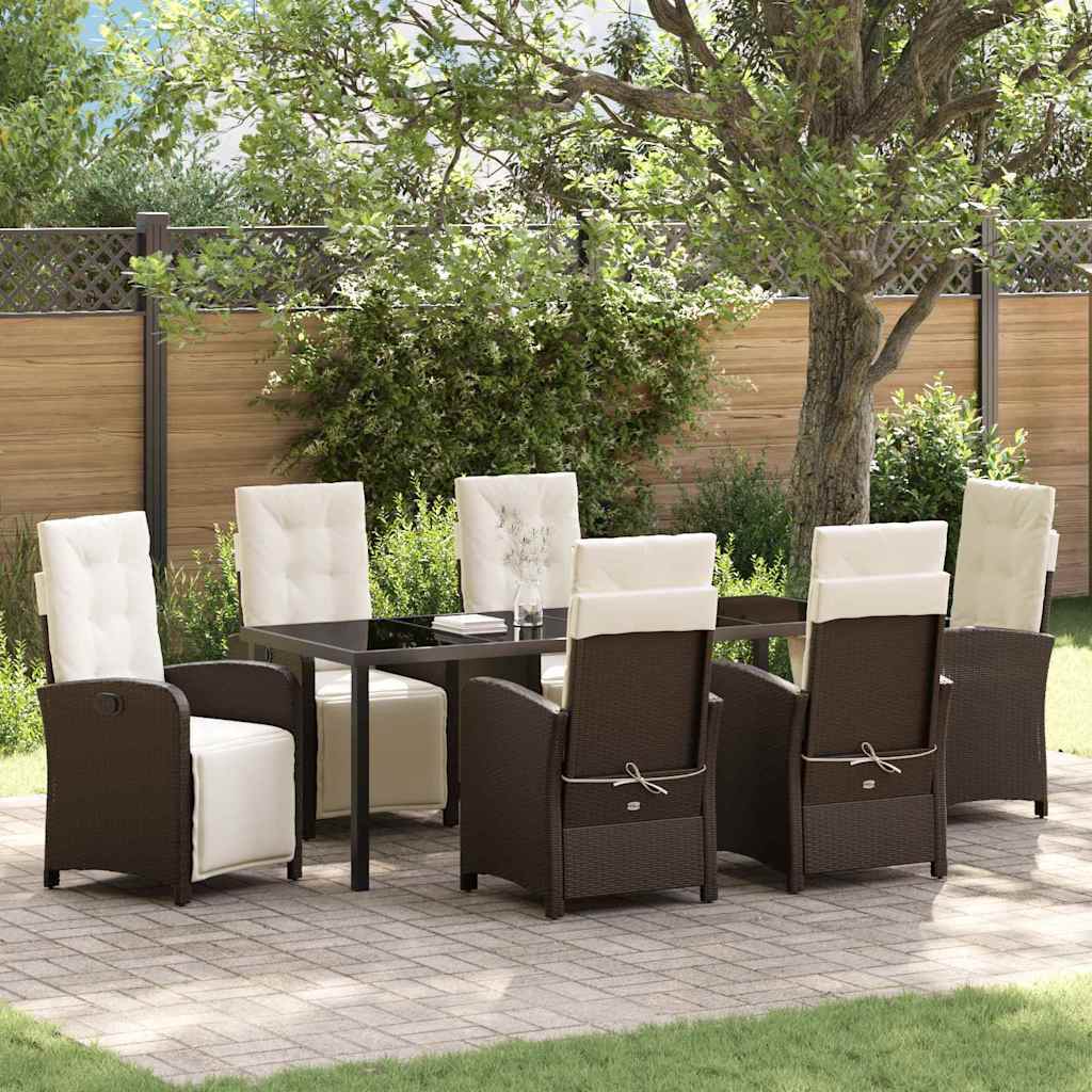 Garden Dining Set 7 pcs Brown Poly Rattan