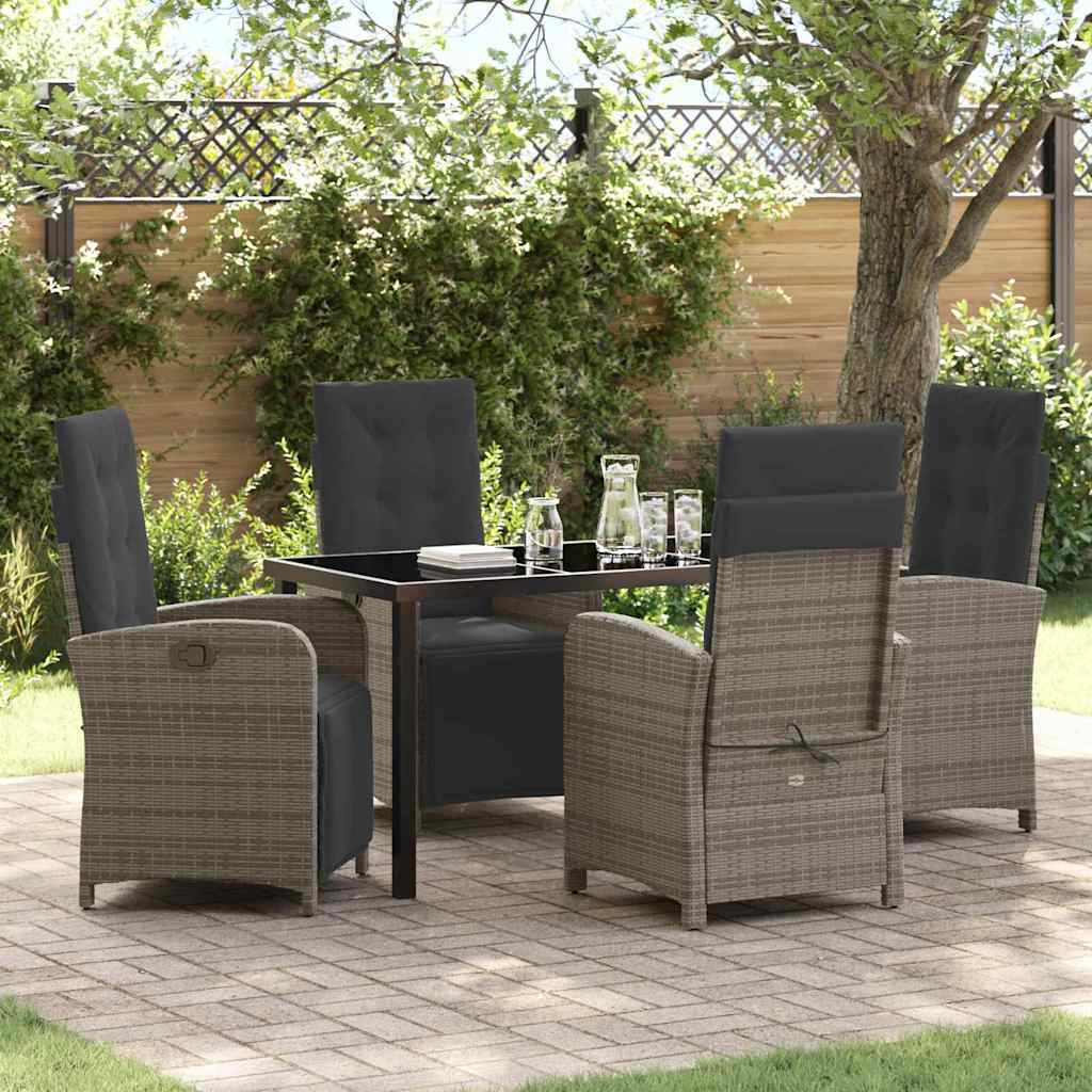 Garden Dining Set 5 pcs Grey Poly Rattan