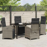 Garden Dining Set 5 pcs Grey Poly Rattan