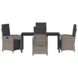 Garden Dining Set 5 pcs Grey Poly Rattan