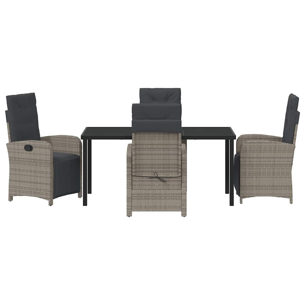Garden Dining Set 5 pcs Grey Poly Rattan