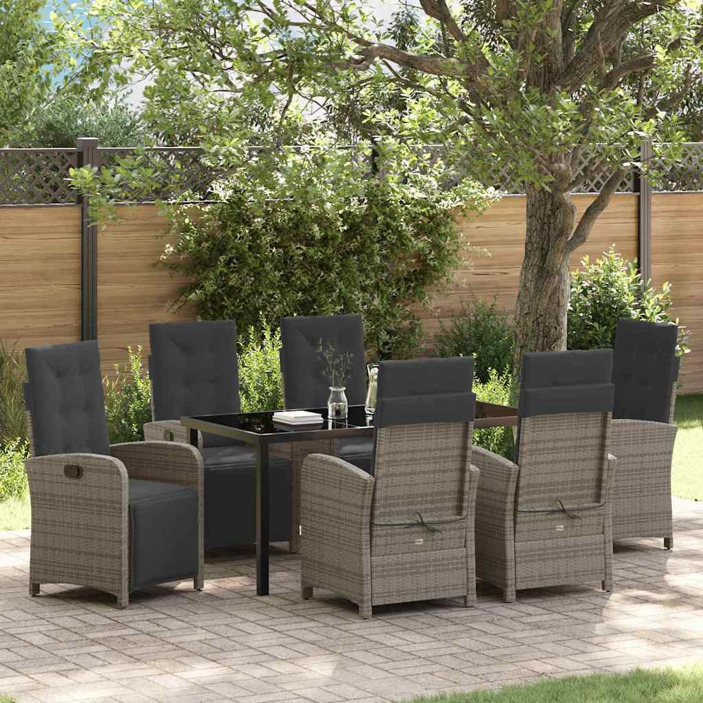 Garden Dining Set 7 pcs Grey Poly Rattan