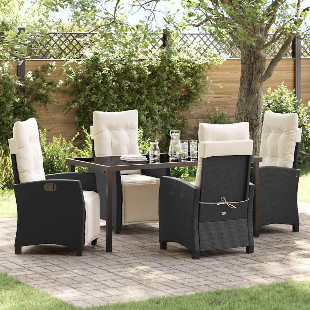 Garden Dining Set 5 pcs Black Poly Rattan