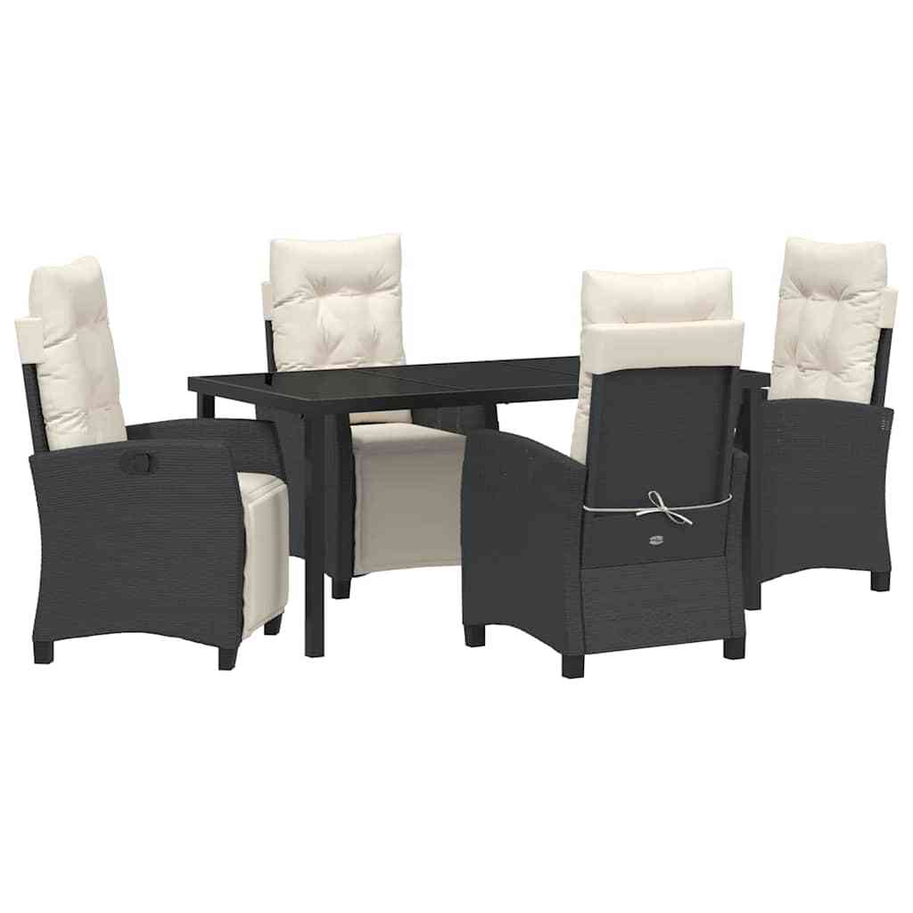 Garden Dining Set 5 pcs Black Poly Rattan