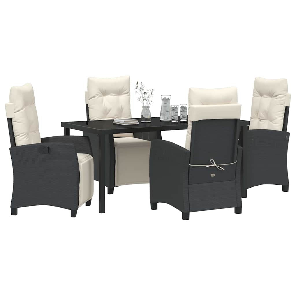 Garden Dining Set 5 pcs Black Poly Rattan