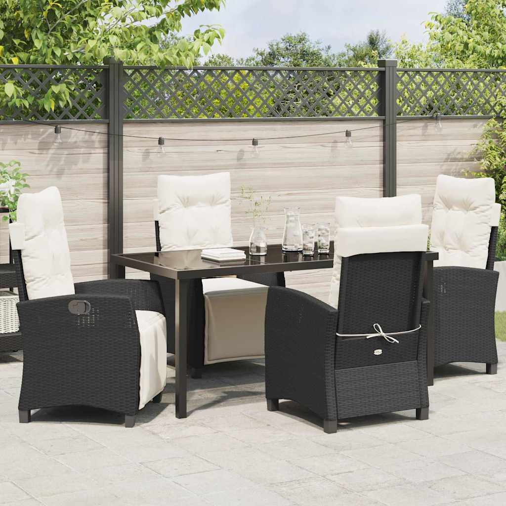 Garden Dining Set 5 pcs Black Poly Rattan