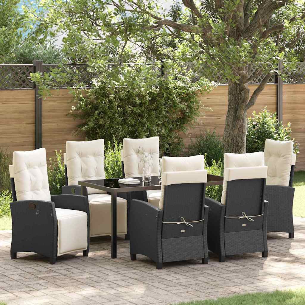 Garden Dining Set 7 pcs Black Poly Rattan