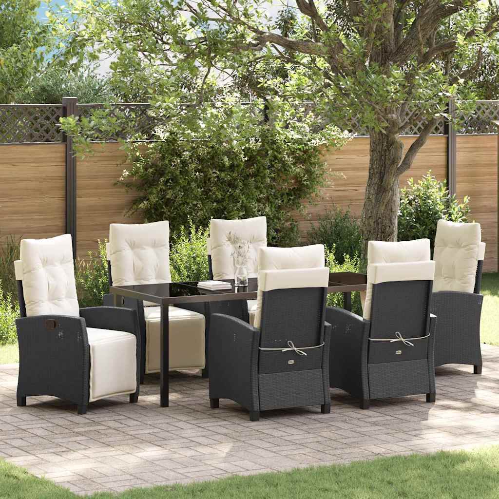 Garden Dining Set 7 pcs Black Poly Rattan