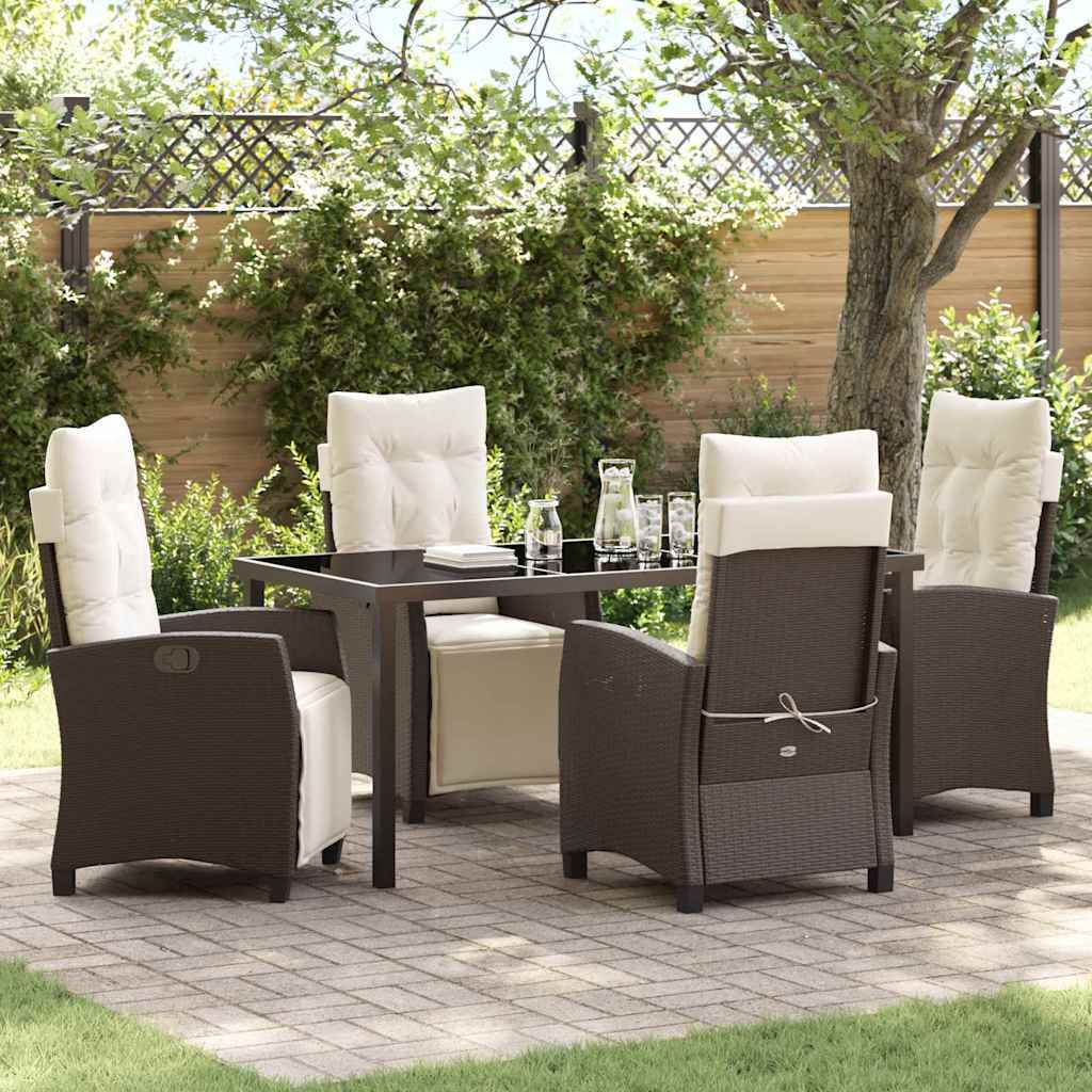 Garden Dining Set 5 pcs Brown Poly Rattan