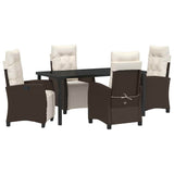 Garden Dining Set 5 pcs Brown Poly Rattan