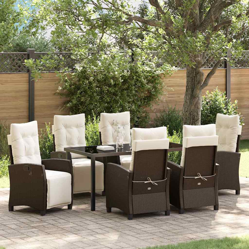 Garden Dining Set 7 pcs Brown Poly Rattan