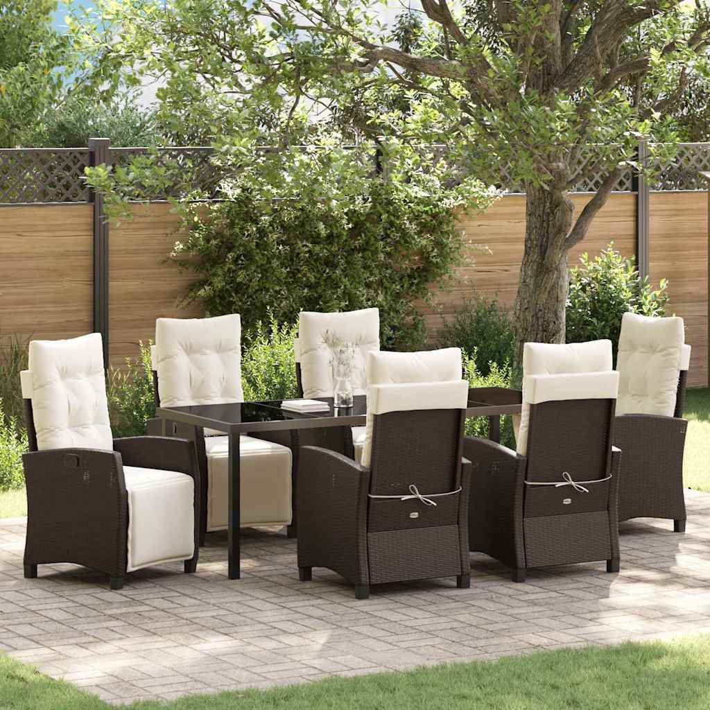 Garden Dining Set 7 pcs Brown Poly Rattan