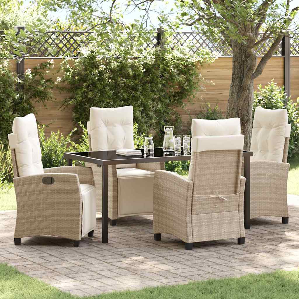 Garden Dining Set 5 pcs Beige Poly Rattan