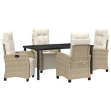 Garden Dining Set 5 pcs Beige Poly Rattan