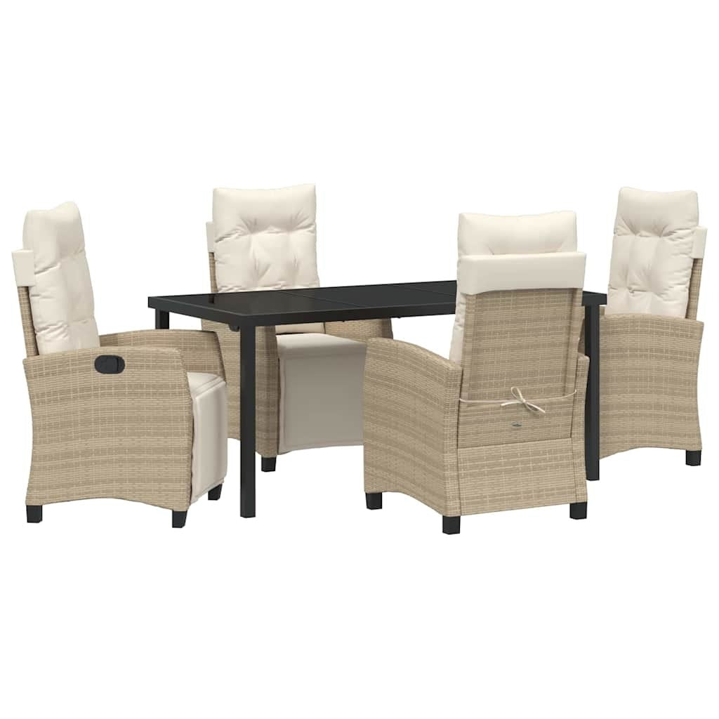 Garden Dining Set 5 pcs Beige Poly Rattan