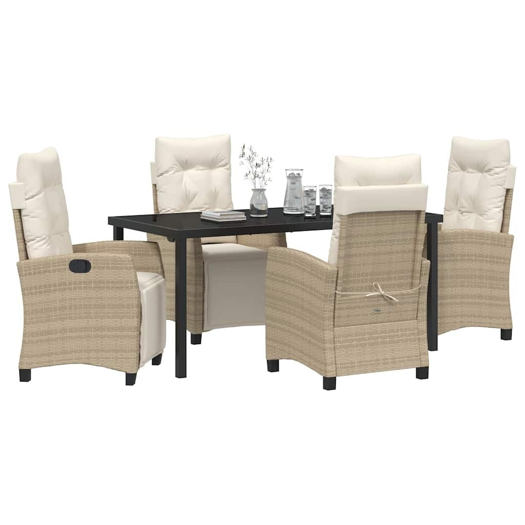 Garden Dining Set 5 pcs Beige Poly Rattan