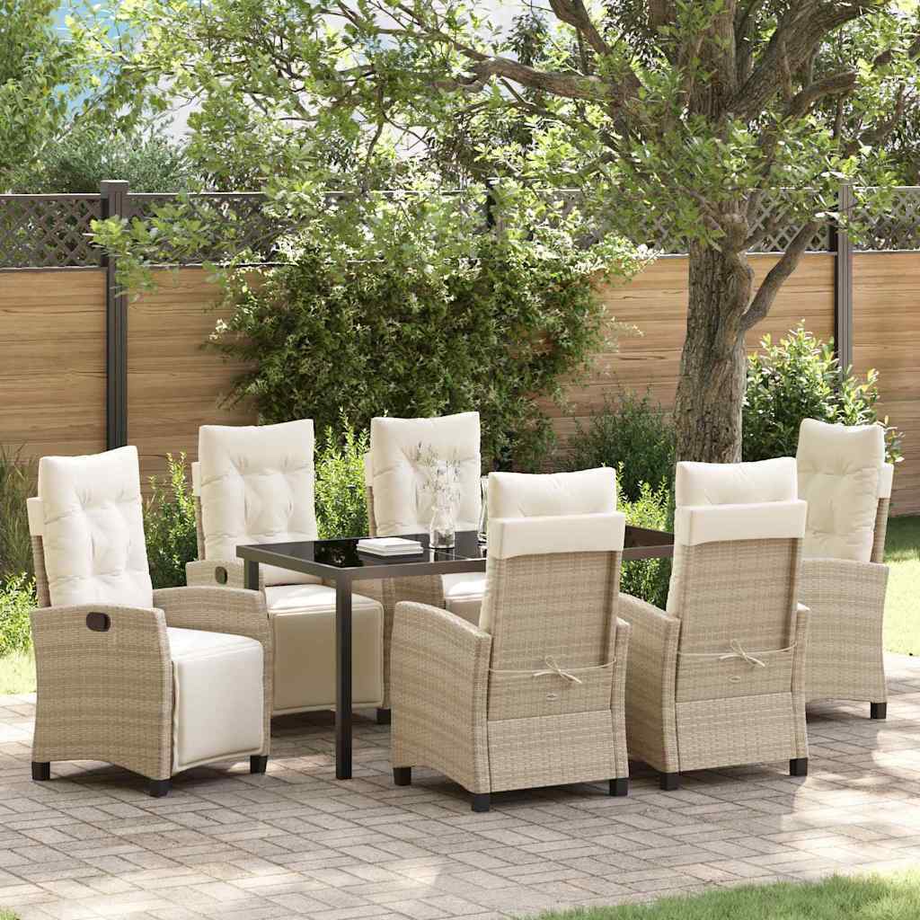 Garden Dining Set 7 pcs Beige Poly Rattan