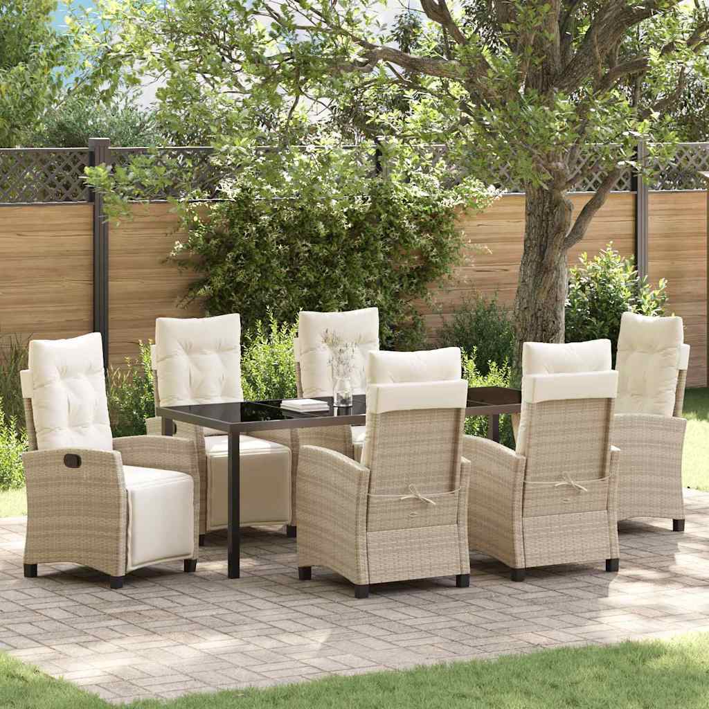 Garden Dining Set 7 pcs Beige Poly Rattan