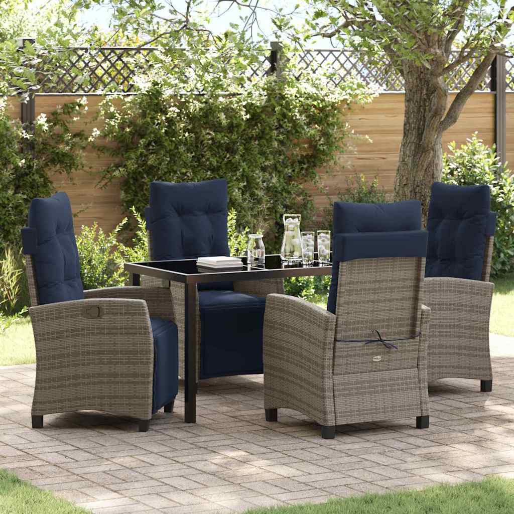 Garden Dining Set 5 pcs Grey Poly Rattan
